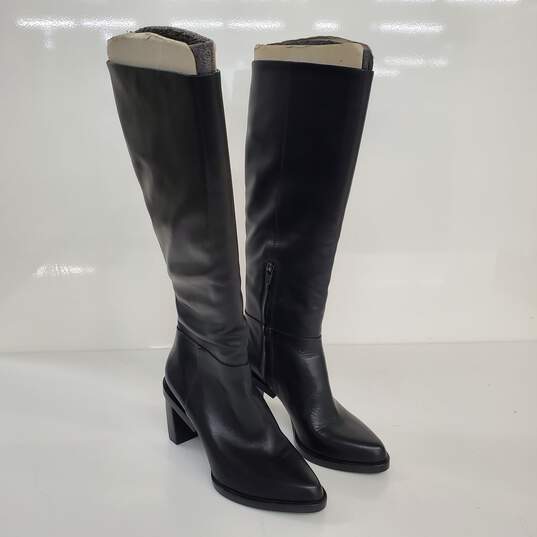 DKNY Black Knee High Heeled Boots No Size image number 1