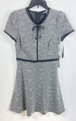 NWT Karl Lagerfeld Womens Gray Short Sleeve Round Neck A-line Dress Size 6