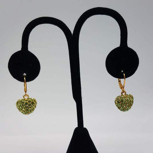 Joan Rivers CC Gold Tone Crystal Heart Dangle Earrings w/Box 9.8g image number 1