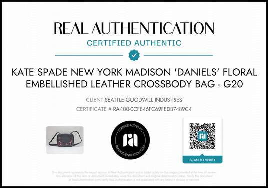 Kate Spade Madison Daniels Floral Embellished Black Leather Crossbody Bag w/COA image number 2