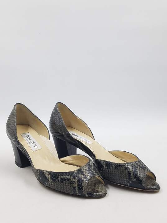Authentic Jimmy Choo Gray D'Orsay Snakeskin Pump W 7.5 image number 3