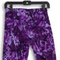 Womens Purple Floral Elastic Waist Pull-On Compression Leggings Size Small image number 4
