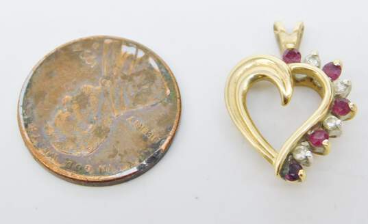 14K Yellow Gold Ruby & Spinel Heart Pendant 2.5g image number 6