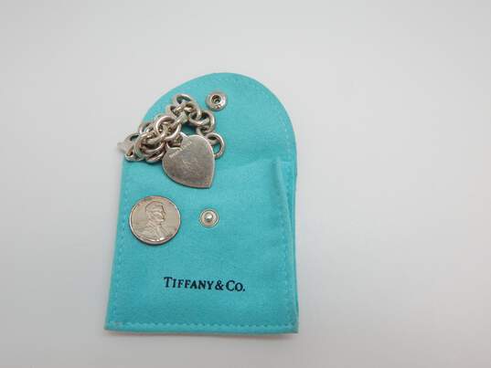 Tiffany & Co 925 Personalized Heart Tag Charm Cable Chain Bracelet & Dust Bag image number 6