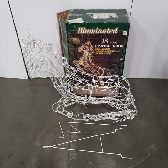 Illuminated 48 Inch Holiday Lighted Decoration Jumping Horse In Box image number 1