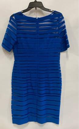 Adrianna Papell Womens Blue Mesh Bandage Short Sleeve Sheath Dress Size Medium alternative image