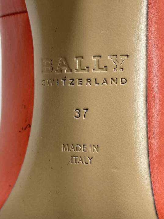 Authentic BALLY Orange Leather Pump W 7 image number 7