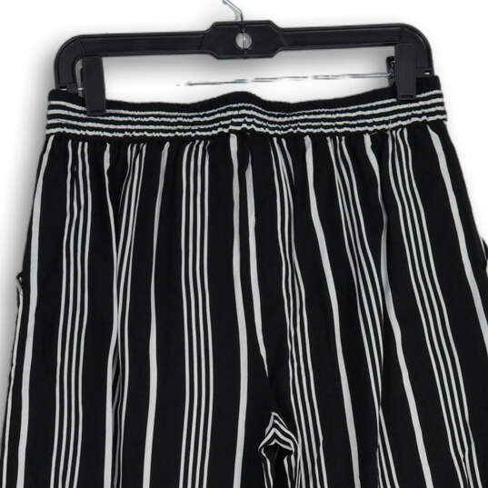 NWT Womens Black White Striped Slash Pocket Wide Leg Ankle Pants Size M image number 4