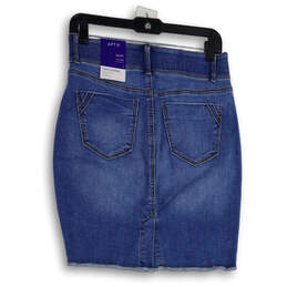 NWT Womens Blue Denim Mid Rise Raw Hem Straight & Pencil Skirt Size 4 alternative image
