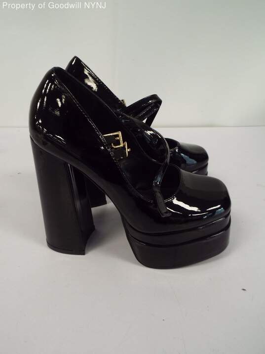 LILIANA WOMEN'S PATENT LEATHER PLATFORM/MARYJANE SHOES-BLACK-SZ 9 image number 3