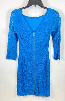 Diane von Furstenberg Blue Lace Dress - Size 2 alternative image