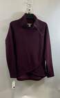 NWT Athleta Womens Maroon Cozy Karma Asym Zipper Pullover Sweatshirt Size Small image number 1