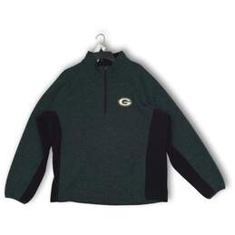 NFL Mens Pullover Sweater Green Bay Packers Mock Neck Half Zip Green Black Sz XL