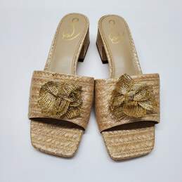 Sam Edelman Women's Winsley Beige Natural PP Weave Raffia Heeled Sandal Size 9