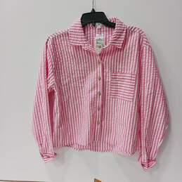 Nordstrom BP Pink Magenta Pinstripe Button Up Long Sleeve Shirt Size S NWT