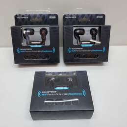 x3 Monoprice Hi-Fi Premium Noise Isolating Earbuds Headphones - Black-Untested