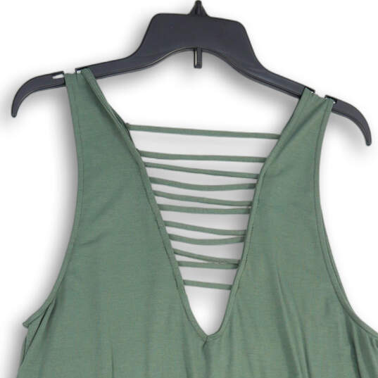 NWT Womens Green Sleeveless Wide Strap V-Neck Cover-Up Size Large image number 3