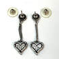 Designer Brighton Silver-Tone Crystal Cut Stone Heart Shape Dangle Earrings image number 2