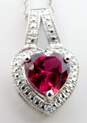 925 Heart Cut Ruby & Diamond Accent Stud Earrings & Pendant Necklace Set image number 3
