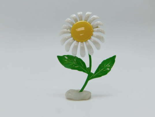 Vintage Yellow & White Mod Flower Brooches & Necklace 65.3g image number 4