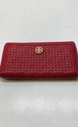 Tory Burch Quilted Leather Bryant Zip Continental Wallet Red