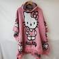 KALLPAC Handmade Wool Hello Kitty Hooded Pink/White Poncho One Size image number 1