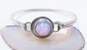 Mexican Artisan 925 Sterling Silver Pink Roman Glass Hinged Bangle Bracelet 19.4g image number 3