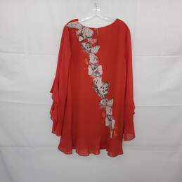 Max Studio London Therese Red Orange Lined Bell Sleeve Midi Dress WM Size L NWT alternative image