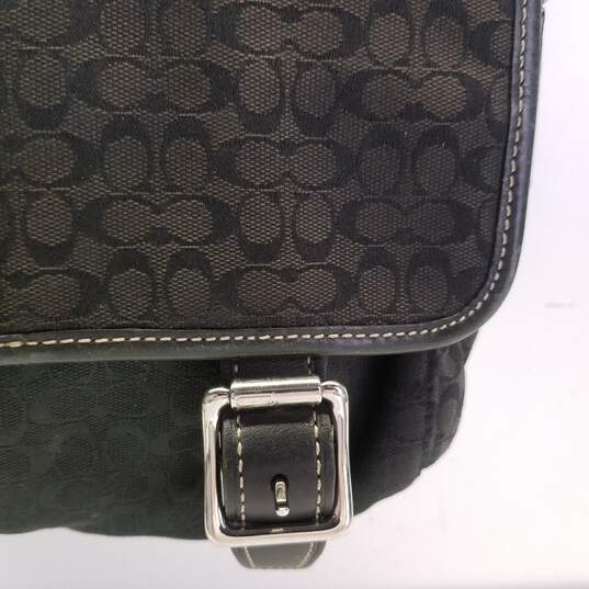 Coach Mini Shoulder Signature Canvas Leather Black Gray Handbag Excellent