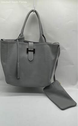 Womens Gray Leather Handbag