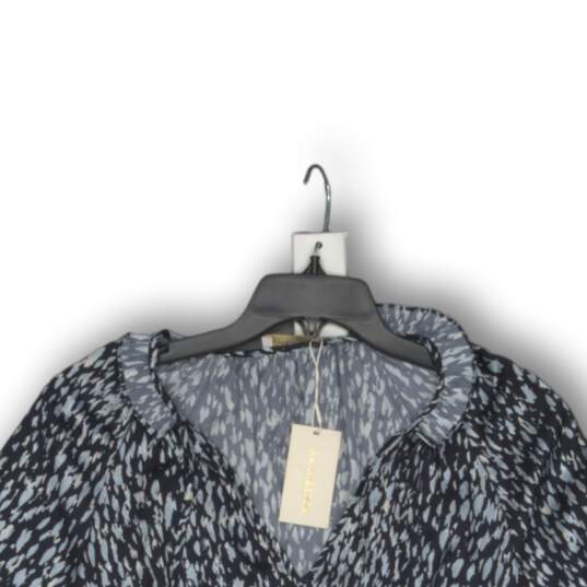 NWT Ramy Brook Womens Blouse Top Long Sleeve Navy Blue Animal Print Size M image number 4