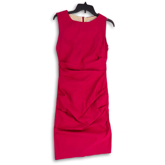 Womens Pink Sleeveless Boat Neck Back Zip Knee Length Bodycon Dress Size 6 image number 1