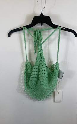 NWT C/Meo Collective Womens Lime Green Knitted Lucid Crochet Top Size Small