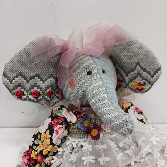 Vintage Handmade Patched Elephant Plush Toy image number 2