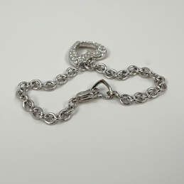 Designer Swarovski Silver-Tone Heart Shape Charm Link Chain Bracelet alternative image