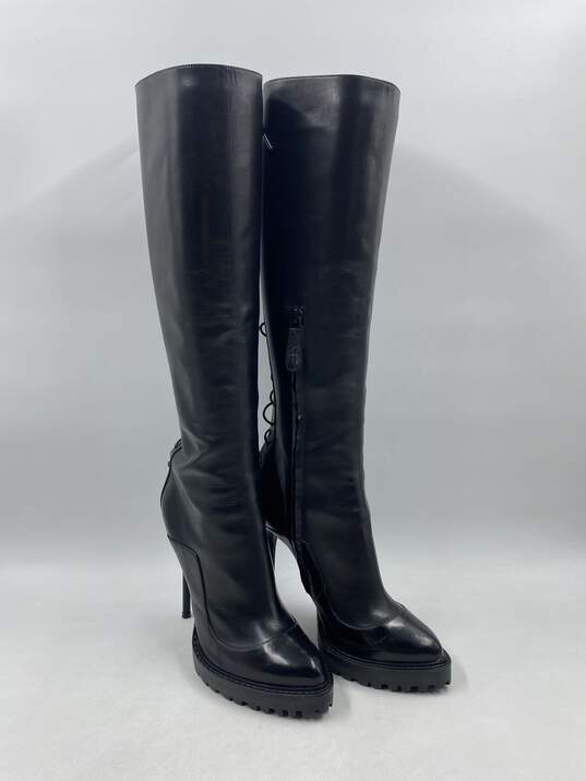 Authentic Alexander McQueen Black Lace-Up Knee-High Boot W 6.5 image number 3