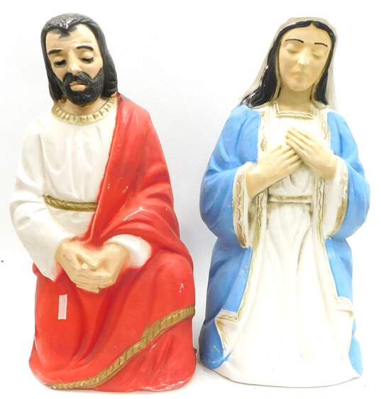 VNTG General Foam Plastics Nativity Mary Joseph Blow Mold Christmas Decorations image number 1