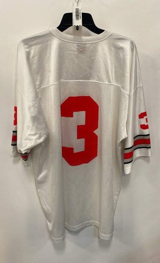 NWT Nike Mens White Red Short Sleeve V-Neck Ohio State 3 Pullover Jersey Sz XXL image number 2