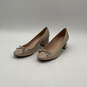Womens Bev Tan Detail Bow Leather Almond Toe Block Pump Heels Size 8.5 image number 2