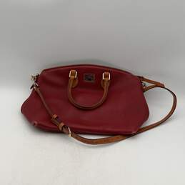 Dooney & Bourke Womens Red Leather Adjustable Strap Zipper Satchel Bag Purse