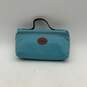 Longchamp Womens Blue Brown Outer Zipper Pocket Cosmetic Makeup Handbag Case image number 1