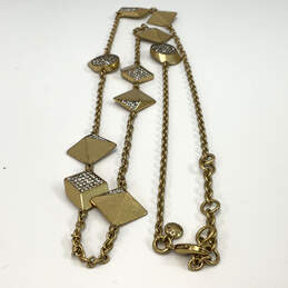 Designer J. Crew Gold-Tone Geometric Clear Rhinestones Chain Necklace alternative image