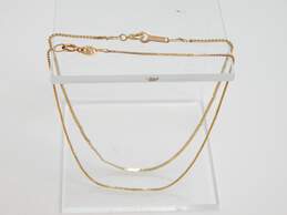 14K Yellow Gold Box & Serpentine Chain Bracelets (2) 1.4g