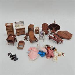 Vintage Wooden Dollhouse Furniture Accessories Mixed Lot