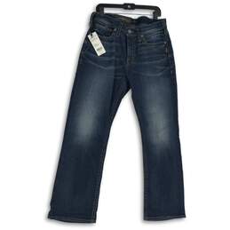 NWT Silver Jeans Co. Mens Dark Blue Denim Easy Fit Bootcut Leg Jeans Size 33x32