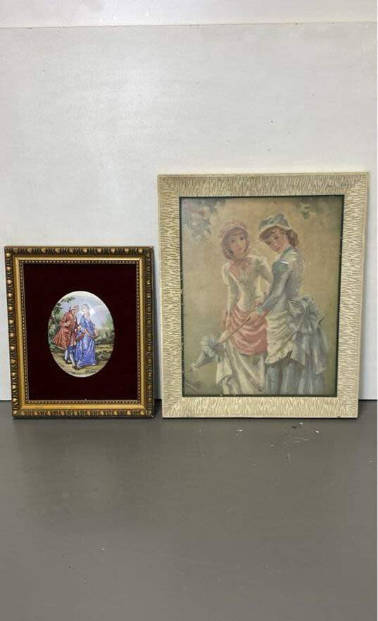 Lot of 2 Framed Art "Walk in the Bois" by Maricelle and Rococo Cameo on Velvet image number 1