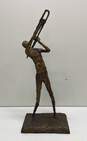 Brutalist Style Paper Mache Wire Frame Trombone Musician Sculpture 19in Tall image number 1
