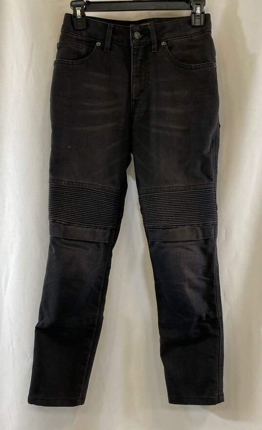 Pando Moto Mens Black Dark Wash Low Rise Denim Motorcycle Skinny Jeans Sz 24X32 image number 1