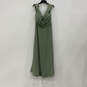NWT Womens Green Cap Sleeves Cuffed Neckline Back Zip A-Line Dress Size 16 image number 1