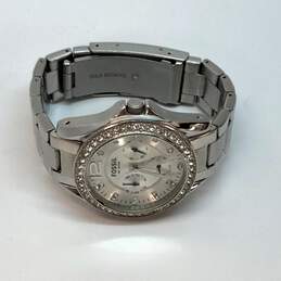 Designer Fossil Riley ES-2203 Silver-Tone Rhinestone Chronograph Wristwatch alternative image